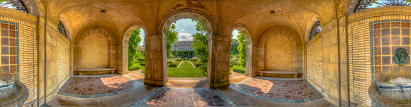 George Eastman House West Garden 360 panoramic view through arches